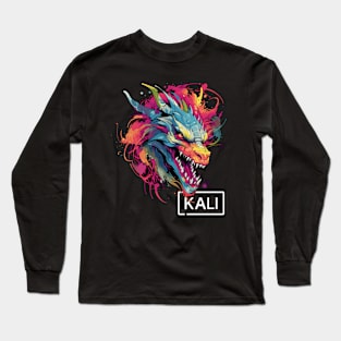 Colorful Kali Linux Dragon Design for DevOps & Hackers Long Sleeve T-Shirt